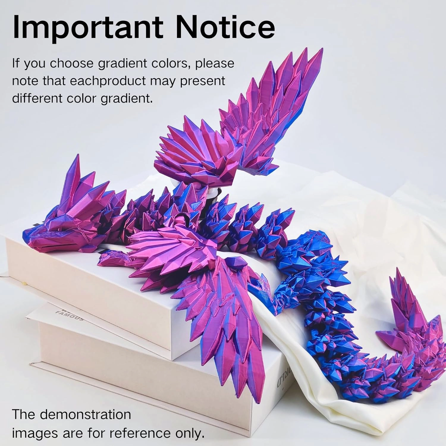 3D Printed Dragon - 18 inch Flying Flexible Dragon with Wings, Home Decor, Birthday Gift, Desk Pet (Golden)