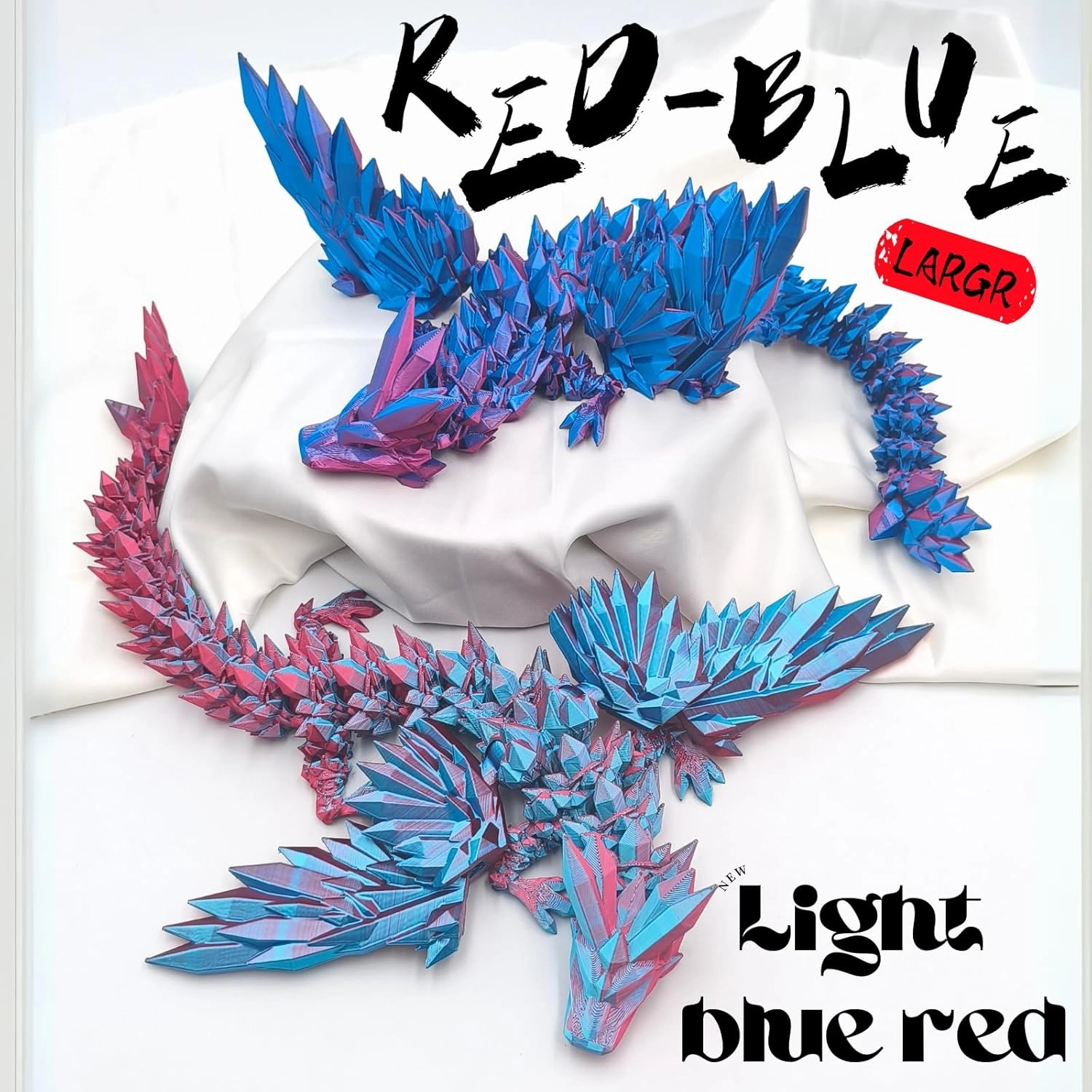 3D Printed Dragon - 18 inch Flying Flexible Dragon with Wings, Home Decor, Birthday Gift, Desk Pet (Golden)