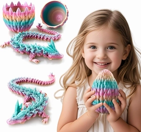 3D Printed Dragon,Dragon Eggs with Dragon Inside,Surprise Dragon Egg Toy,15'' Full Articulated Crystal 3D Dragon