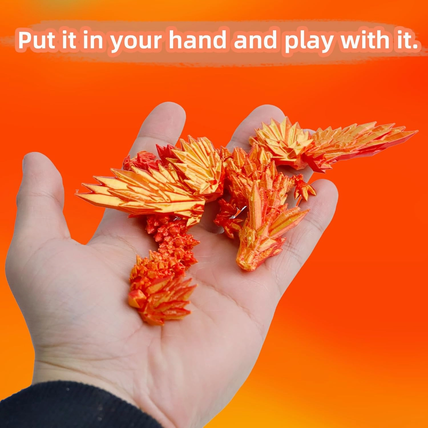 3D Printed Flying Dragon in Egg - 9" Flexible Winged Dragon Inside, Easter Egg, Colorful Fidget Toy, Birthday Gift, Desk Pet Figure (Red Gold)