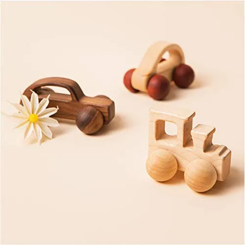 3PCS Wooden Baby Toys,Baby Grasping Toys Push Car Toys Montessori Toys Wooden Toy Vehicles,#3