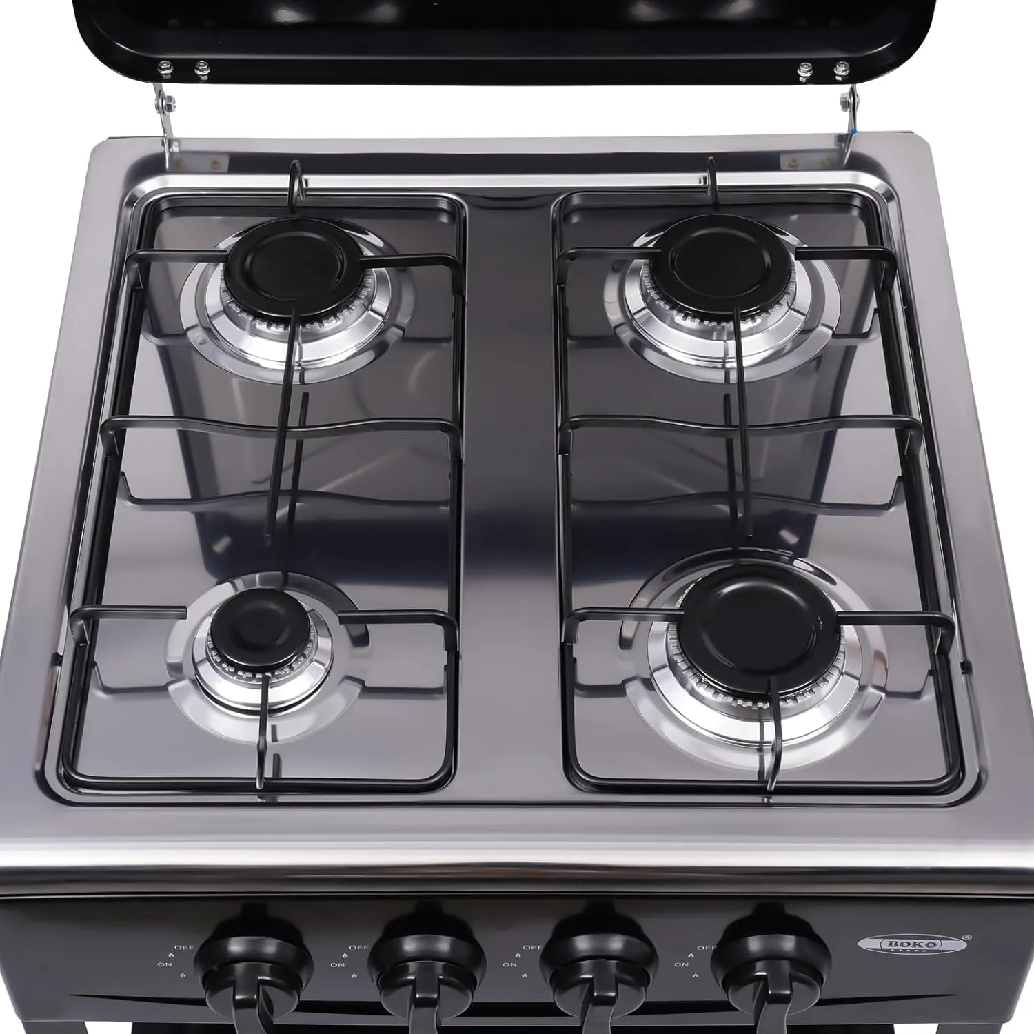 4 Burner Gas Stove Portable Outdoor Stove, Heavy Duty Stainless Steel Gas Cooker with Storage Rack & Wind Blocking Cover Adapter Manual Ignition, for Home, RV, Apartment, Outdoor Cooking (No Hose)