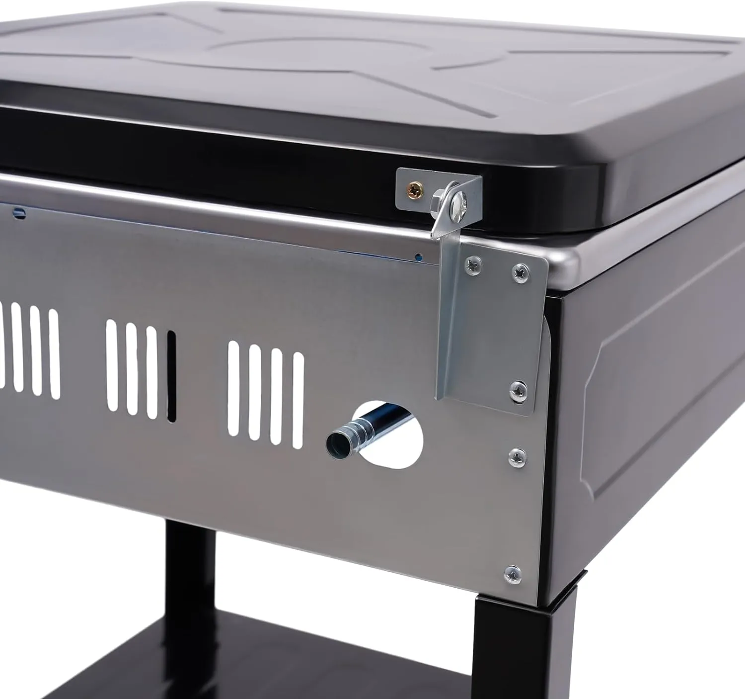 4 Burner Gas Stove Portable Outdoor Stove, Heavy Duty Stainless Steel Gas Cooker with Storage Rack & Wind Blocking Cover Adapter Manual Ignition, for Home, RV, Apartment, Outdoor Cooking (No Hose)
