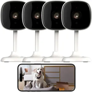 4 Pack Indoor Security Cameras Wriless, Home Security Cameras for House/Baby/Elder/Dog/Cat with 24/7 Recording/2-Way Talk/Night Vision/AI Detection/Cloud& SD Card Storage, Alexa&Google Home Support