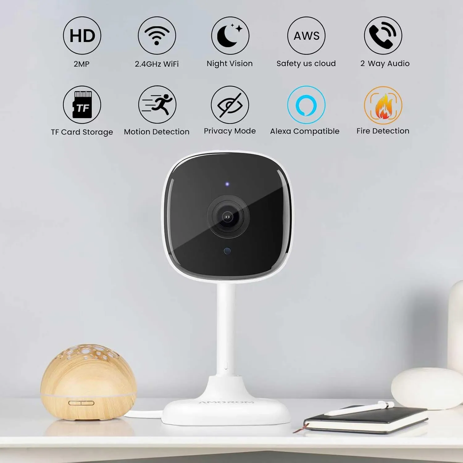 4 Pack Indoor Security Cameras Wriless, Home Security Cameras for House/Baby/Elder/Dog/Cat with 24/7 Recording/2-Way Talk/Night Vision/AI Detection/Cloud& SD Card Storage, Alexa&Google Home Support