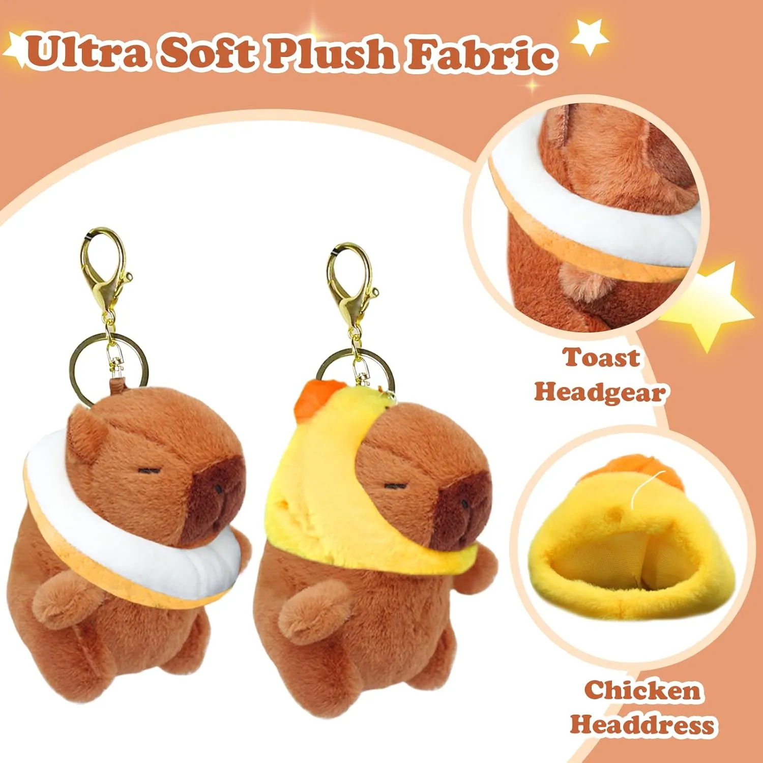 4 Pcs Capybara Plush Keychain, Valentine’s Day Gift Capybara Stuffed Animal 4'' Cute Capybara Plush Toy Doll Key Chain forParty Valentine's Gifts Birthday Gift