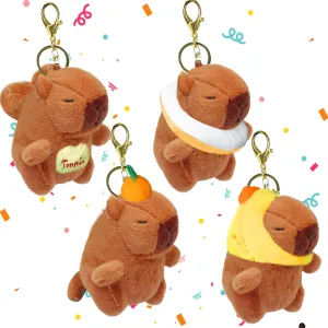 4 Pcs Capybara Plush Keychain, Valentine’s Day Gift Capybara Stuffed Animal 4'' Cute Capybara Plush Toy Doll Key Chain forParty Valentine's Gifts Birthday Gift