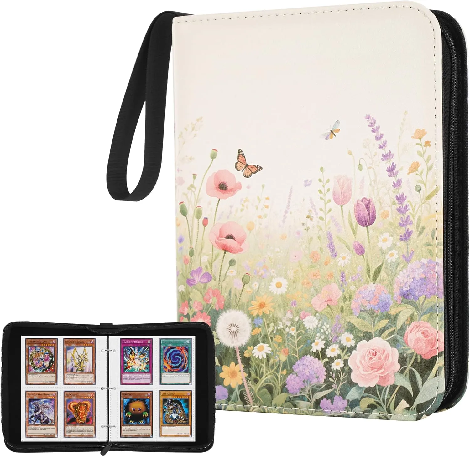 4 Pocket Card Binder 480 Double Sided Pockets Card Holder with 60 Removable Sleeves Trading Card Binder Album Top Loader Binder for Game Cards Sports Cards (Beige)