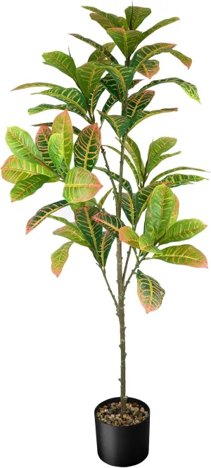 47” Artificial Tree Faux Croton Tree Colorful Leaves Faux Plant Artificial Croton Plant Potted Fake Plants in Pot Artificial Plants with Planter for Home Decor Indoor Office Decoration