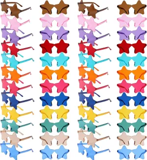 48 Pairs Kids Star Shaped Sunglasses, Rimless Transparent Glasses Bulk for Adults and Kids, Party Favors for Summer Pool, Carnival, Beach, Classroom Prize, Birthday, Goody Bag Stuffers