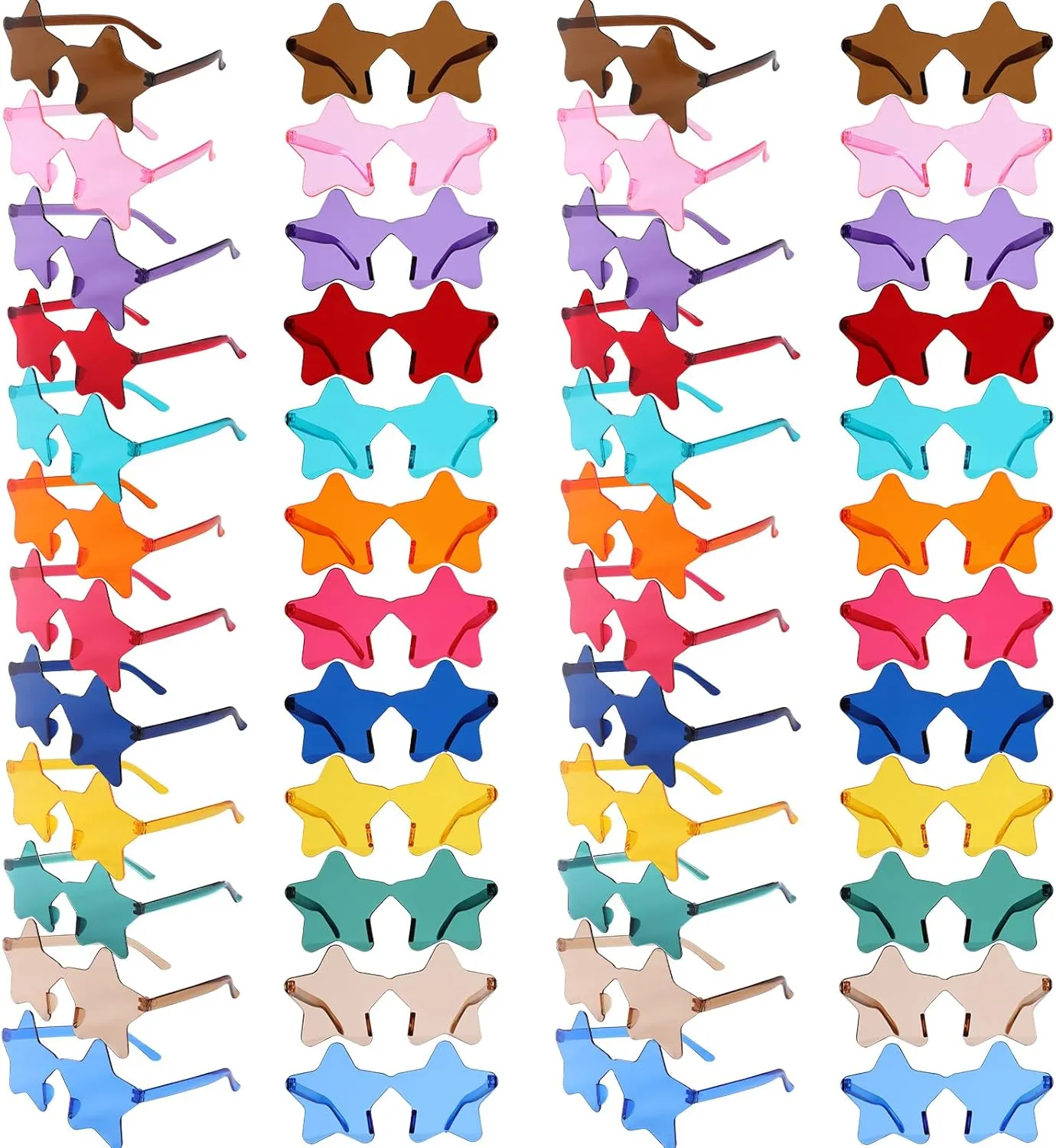 48 Pairs Kids Star Shaped Sunglasses, Rimless Transparent Glasses Bulk for Adults and Kids, Party Favors for Summer Pool, Carnival, Beach, Classroom Prize, Birthday, Goody Bag Stuffers