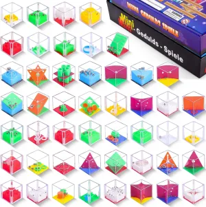 48 Pcs Brain Teaser Puzzles for Kids,Mini Maze Puzzle Cubes,Assorted 3D Brain Teaser Puzzle Cubes,Mini Fidget Puzzle Box,Balance IQ Maze Cube Game Party Favor Games Challenge Decompression