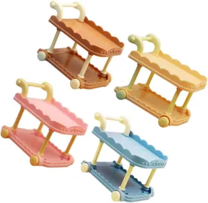 4pcs Miniature Food Cart Mini Kitchen Decor Dollhouse Furniture Accessories for Realistic Play and Aesthetic Enhancements for Mini House Enthusiasts