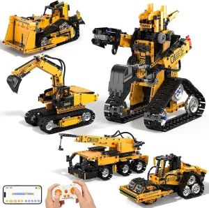 5 in 1 STEM Robot Building Kit, 535 Pcs Remote Control Excavator Science Educational Kit, Technic Coding Robotic Toys Gift for Kids 6 7 8 9 10 11 12  Years Old Boys Girls