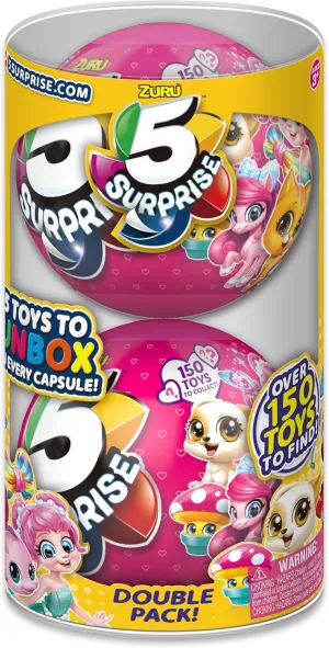 5 Surprise Pink Mystery Capsule Collectible Toy (Wave 2) Pack) By Zuru, Multicolor (7708)