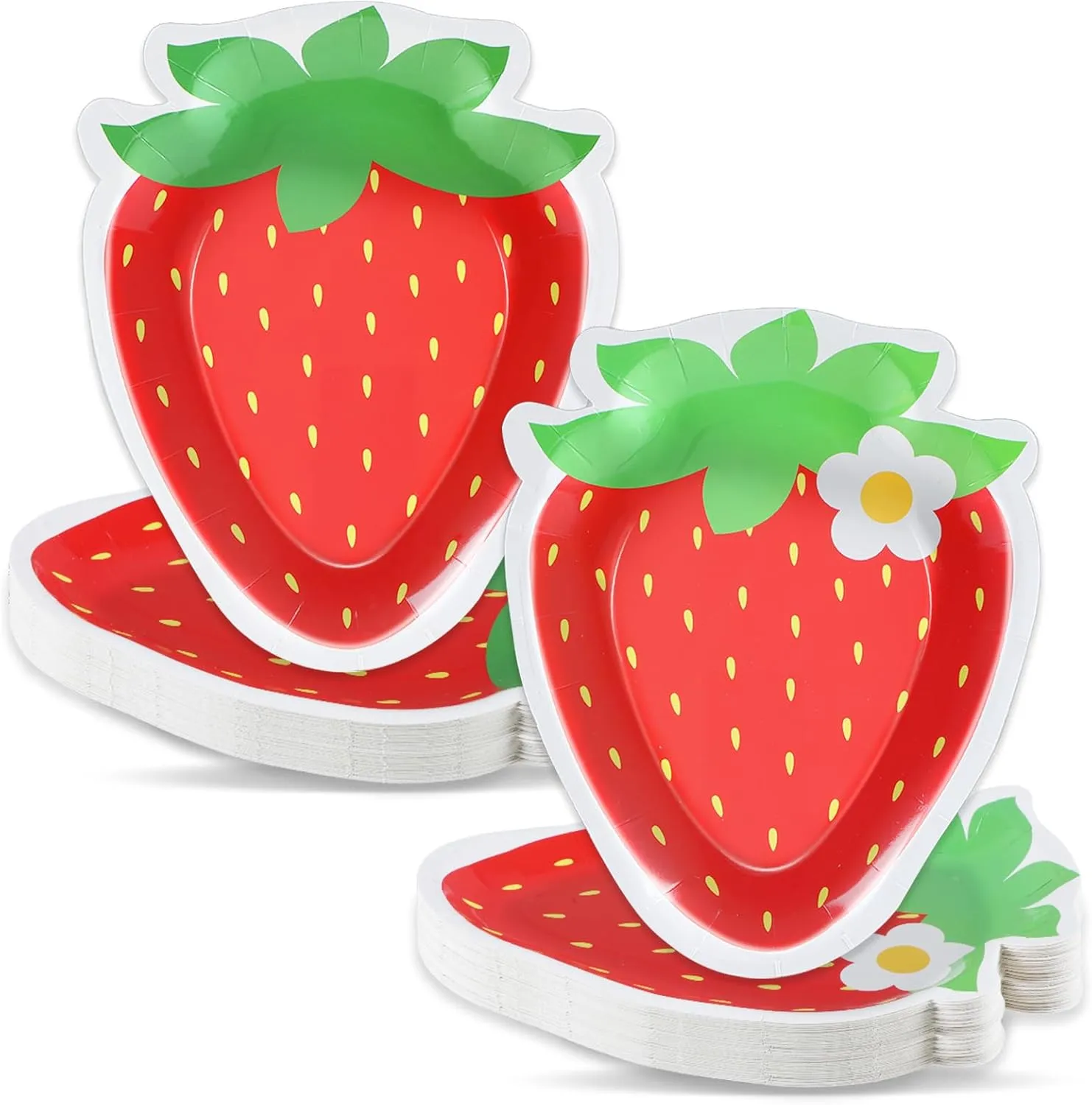 50 Count Strawberry Party Paper Plates Strawberry Theme Shortcake Dessert Cake Disposable Plates for Birthday Parties, Weddings, Baby Showers Decorations Supplies
