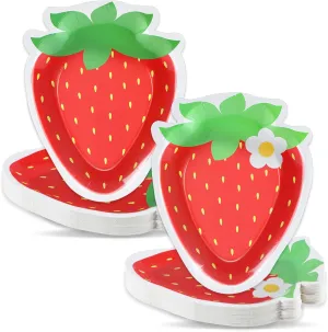 50 Count Strawberry Party Paper Plates Strawberry Theme Shortcake Dessert Cake Disposable Plates for Birthday Parties, Weddings, Baby Showers Decorations Supplies