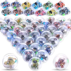 50 PCS Gumball Capsules Toy 2 Inches Contain Filled Pull Back Cars for Claw Machine for Kindergarten Gift Capsules Vending Machine Christmas Easter Basket Stuffers