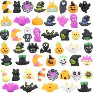 50 PCS Halloween Mochi Squishy Toys, Squishies Halloween Toys Halloween Party Favourite Pumpkin Ghost Spider, Mini Cute,Halloween Decorations Stress Relief Toys for Kids Adults