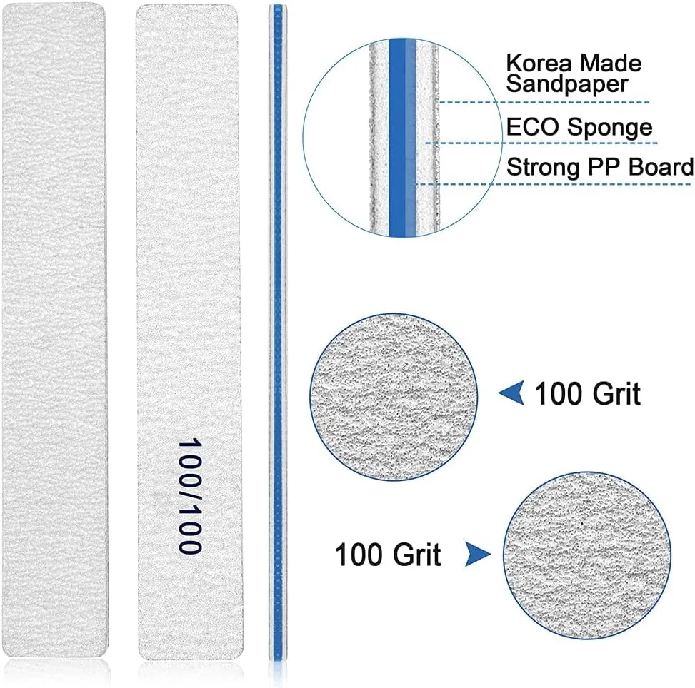 50 PCS Nail File Professional, 100/100 Grit Nail Files Reusable for Acrylic Nail, Double Sided Nail File for Fake Nail, Suitable for Nail Tech or Pet