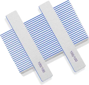 50 PCS Nail File Professional, 100/100 Grit Nail Files Reusable for Acrylic Nail, Double Sided Nail File for Fake Nail, Suitable for Nail Tech or Pet