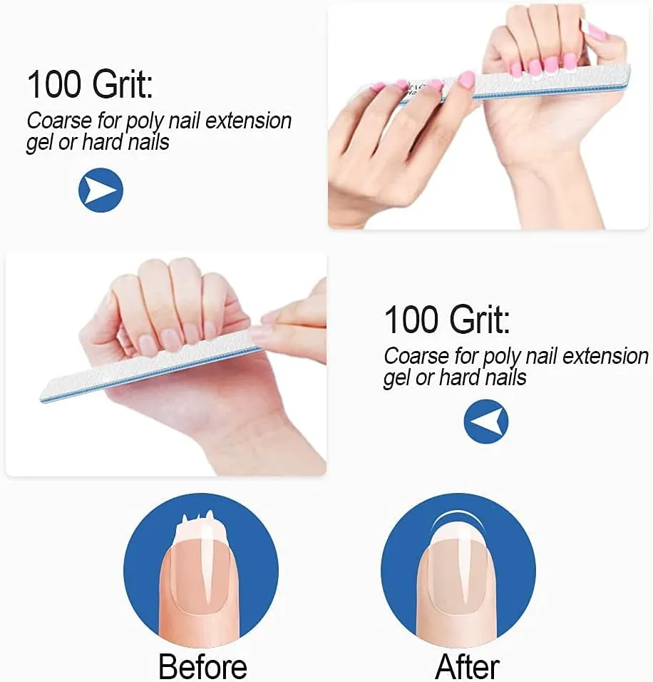 50 PCS Nail File Professional, 100/100 Grit Nail Files Reusable for Acrylic Nail, Double Sided Nail File for Fake Nail, Suitable for Nail Tech or Pet
