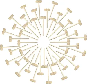 50 Pieces Mini Wooden Hammers for Chocolate Breakable Heart Bulk