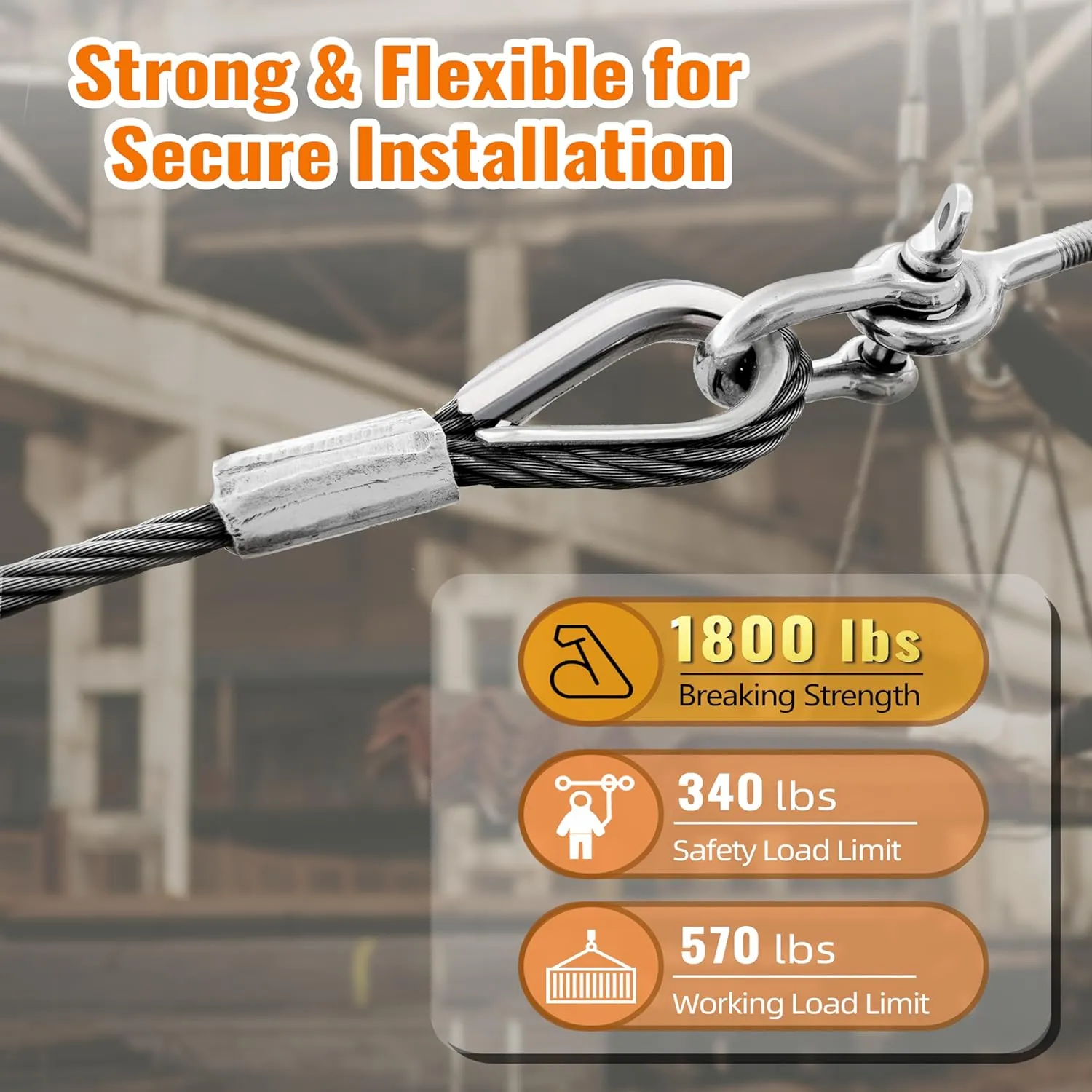 500 ft 1/8" Black Stainless Steel Cable with Cable Cutter, T316L Wire Rope Black Cable Railing Hardware kit for Deck Railing System