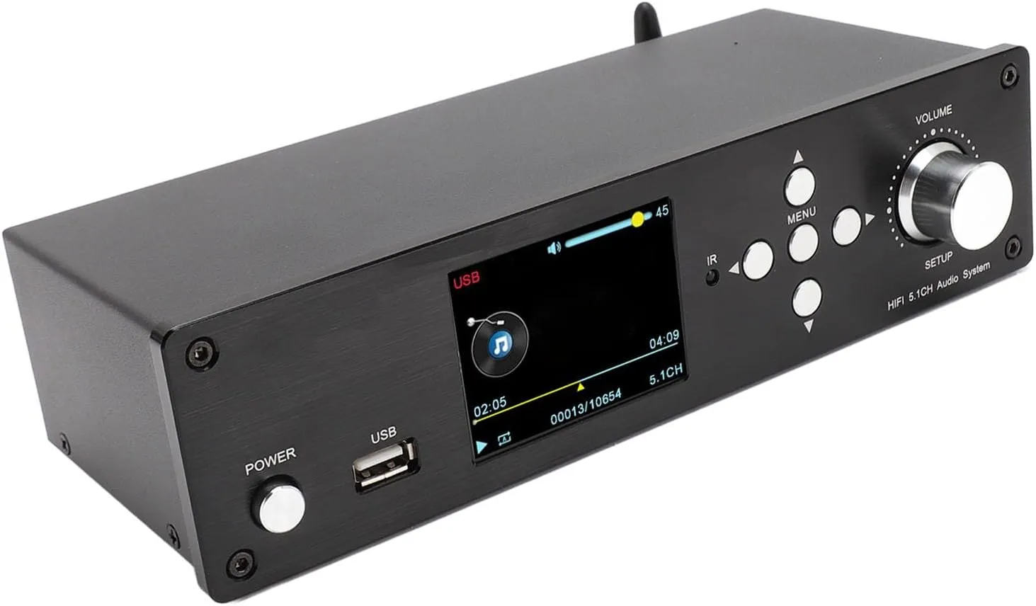 5.1 Surround Sound Decoder, 192Khz 32Bit, Supports 4K, ARC Optical Coaxial USB, Digital Analog AV System with BT 5.0 Receiver, for Home Theater System (US Plug)