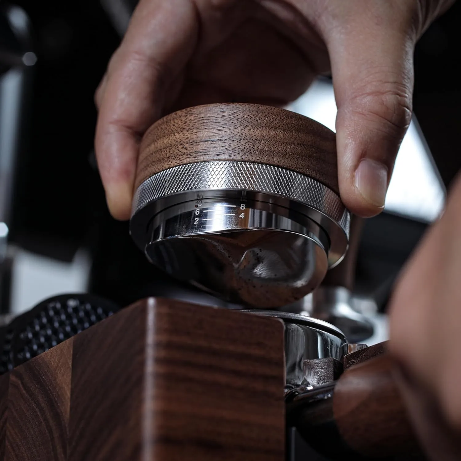 51.5mm Espresso Distributor for La Pavoni Post Millenium Models Wooden Coffee Distribution Tool Adjustable Depth Stainless Steel Espresso Leveler