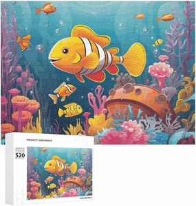 520 Pieces Jigsaw Puzzle for Adults Wooden Challenging Puzzle Coral Reef with Colorful Fish Custom Personalized Picture Puzzle for Adults & Kids Family Game Nights Difficult Wooden Puzzle 20.5x15 Inch