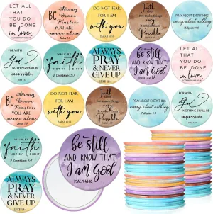 54 Pcs Christian Gifts Mini Christian Compact Mirror Bulk Inspirational Bible Verse Aesthetic Pocket Mirrors Portable Small Thank You Gift for Nurse Women Church Group Sunday School Teachers