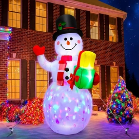 5 FT Christmas Inflatables Snowman Outdoor Decorations,Blow Up Colorful Rotating LED Lights for Indoor Outdoor Yard Garden Holiday/Christmas/Party/Yard/Garden 2
