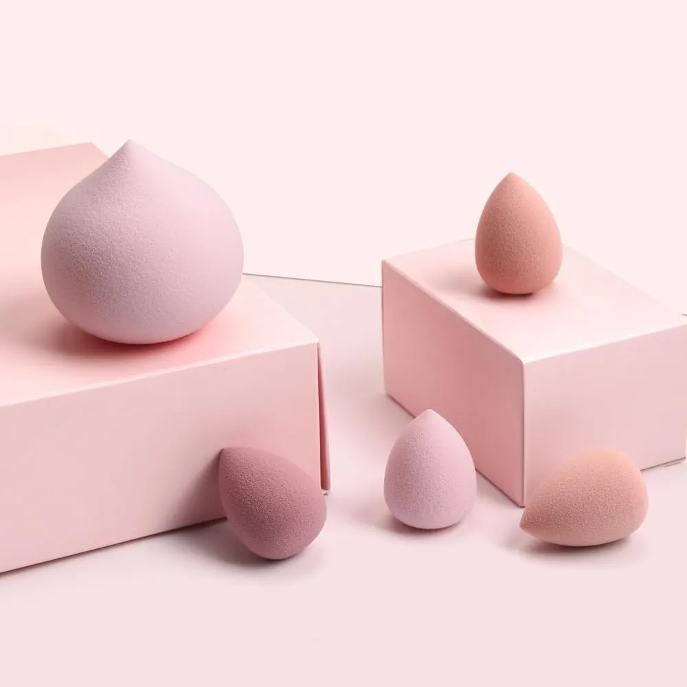 5Pcs Cosmetic Puff Makeup Sponge Set Blender Makeup Tools Beauty Face Foundation Blending for Liquid Cream and Powder (Pink, One Size)