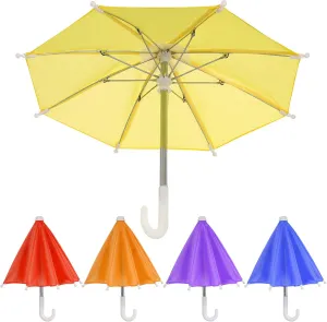 5pcs Mini Umbrella Toys Dollhouse Umbrella Miniatures Cute Doll Umbrella Colorful Umbrella DIY Painting Hanging Decorative Props for Kids Use（Random Color）