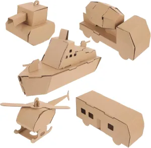 5pcs Paper Puzzle Kit Creative DIY Helicopter Car Models Interactive Assembly for Develops Patience Hands Skills for Birthday Parties Playdates