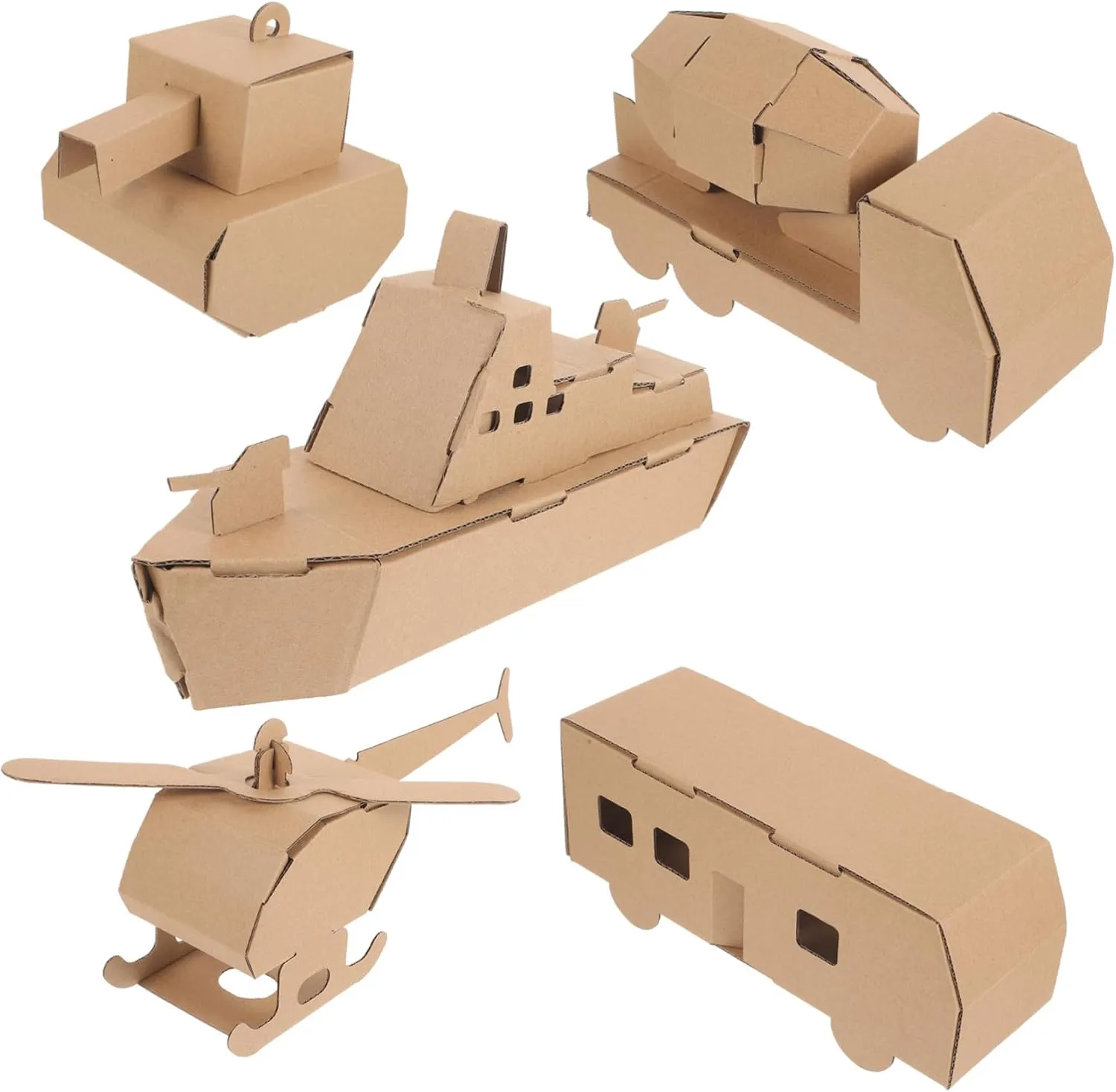 5pcs Paper Puzzle Kit Creative DIY Helicopter Car Models Interactive Assembly for Develops Patience Hands Skills for Birthday Parties Playdates