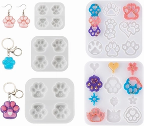 5Pcs Paw Print Silicone Molds Cute Animal Dog Cat Footprint Resin Molds for DIY Crafts Earring Keychain Jewelry Making Supplies