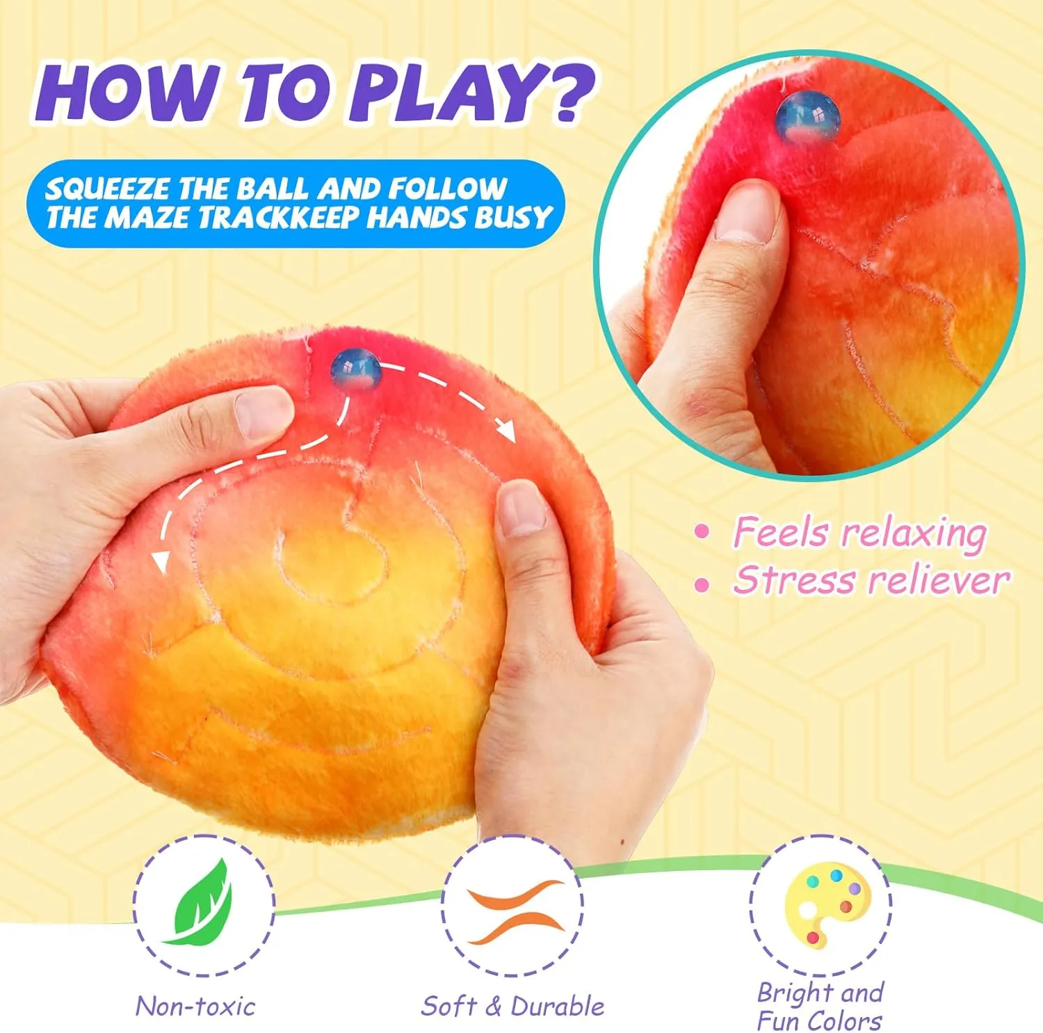 6 Pack Marble Maze Mat Bulk Sensory Fidget Stress Relief Anxiety Calming Toys Soft Fabric Tactile Pad for Kid Children Adult Autism Classroom Rewards Home School Supply Gift (Assort Style)