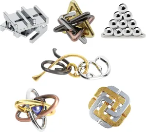 6 pcs IQ Test Puzzle Metal Wire Puzzles Mind Game Educational Toys High Difficulty Brain Teaser Puzzle Toy for Kids and Adults - Explore Creativity and Problem Solving. Gift Desk Puzzles
