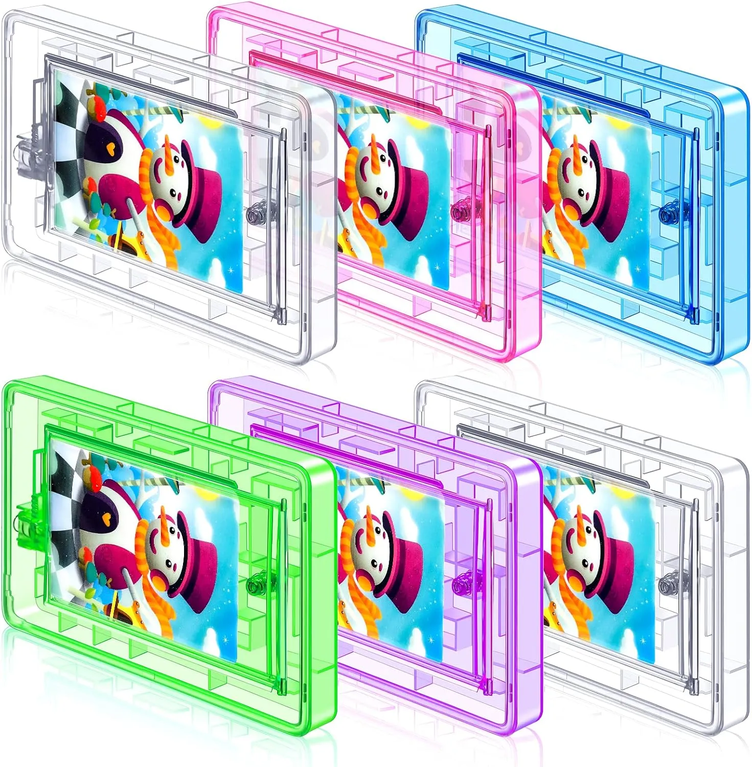6 Pcs Plastic Card Maze Puzzle Money Holder Game Boxes for Teens Gifts Birthdays Party Favors