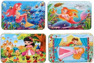 60 PCS Jigsaw Wooden Puzzles for Girls 3-8 Years - Set of 4 Educational Puzzles, Colorful Fine Motor Skills Toys, Developmental Gifts for Preschoolers, Fun Brain Games for Kids, Interactive Learning