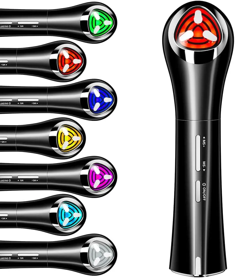 7-in-1 Glow Device Skin Care Tool, Multifunctional Facial Massager, at Home Face Sculpting Tool and Neck Massager, Boosting Skin Care Absorption, Black