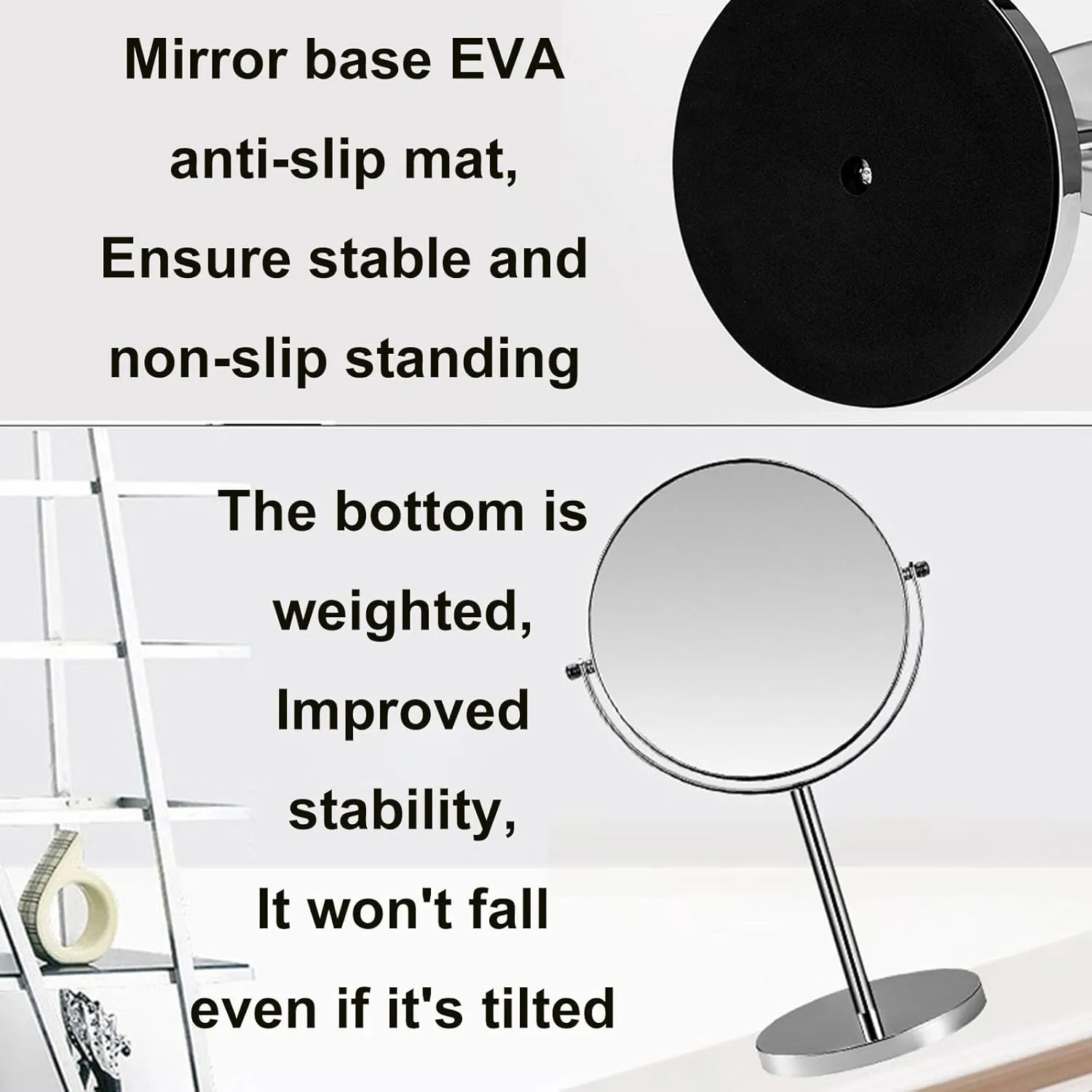 8 Inch Tabletop Rotation Makeup Mirror, Double Side 3X Magnification Cosmetic Mirror, Removable Countertop HD Shaving Mirror, Standing Vanity Mirror for Hair Salon,Bronze