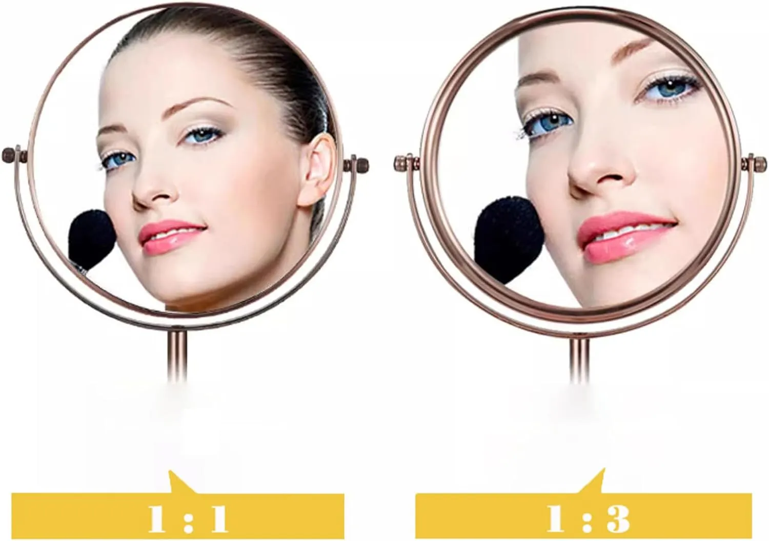 8 Inch Tabletop Rotation Makeup Mirror, Double Side 3X Magnification Cosmetic Mirror, Removable Countertop HD Shaving Mirror, Standing Vanity Mirror for Hair Salon,Bronze