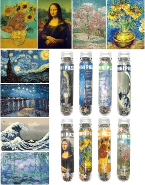 8 Pack Small Jigsaw Puzzles for Adults Challenging Puzzle Mini Puzzles Small Jigsaw Puzzle for Adults 150 Pieces Sunflower Starry Night Rhone River by Van Gogh 6 x 4 Inches