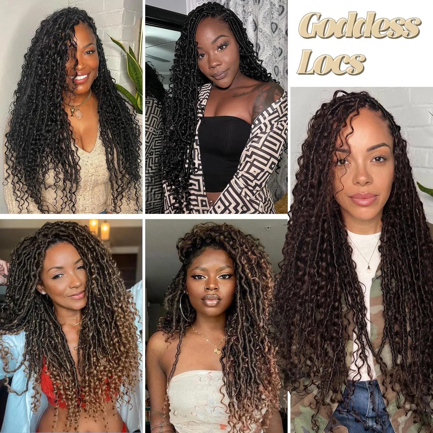 8 Packs Goddess Faux Locs Crochet Hair-24 Inch Boho Soft Locs Crochet Hair for Black Women (#4, 24 Inch(Pack of 8))