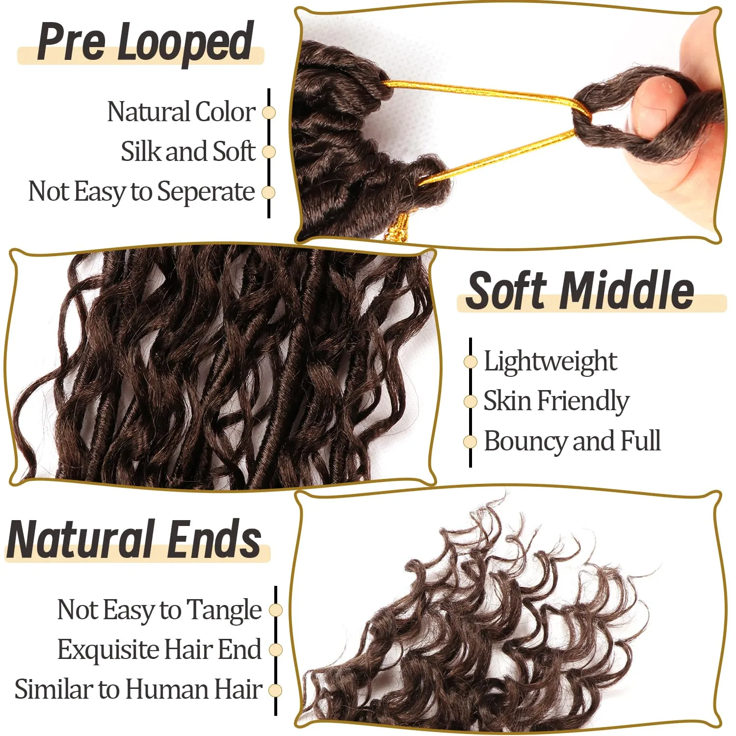 8 Packs Goddess Faux Locs Crochet Hair-24 Inch Boho Soft Locs Crochet Hair for Black Women (#4, 24 Inch(Pack of 8))