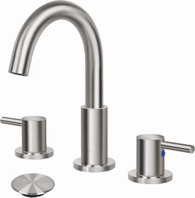 8-16" Widespread Bathroom Faucet Brushed Nickel Bathroom Sink Faucet 2 Handle Morden Bathroom Faucet for Sink 3 Hole Industrial Commercial Vanity Faucet with Pop Up Drain