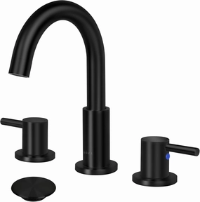 8-16" Widespread Bathroom Faucet Matte Black Bathroom Sink Faucet 2 Handle Morden Bathroom Faucet for Sink 3 Hole Industrial Commercial Vanity Faucet with Pop Up Drain,Matte Black   G